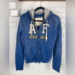 Abercrombie & Fitch Athletic Hoodie Blue Zip Up Vintage Y2K Medium